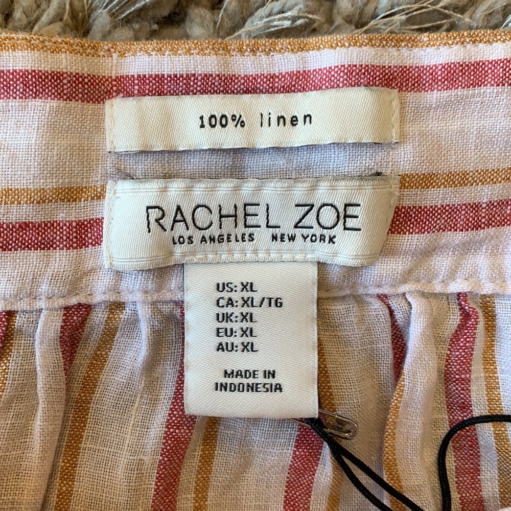 RACHEL ZOE 100% Linen Striped Top - Picture 13 of 14